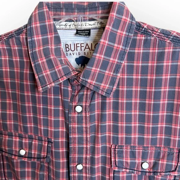 David Bitton ORIGINAL BUFFALO Plaid Vintage L/S Snap Front Western Style… - Picture 3 of 7